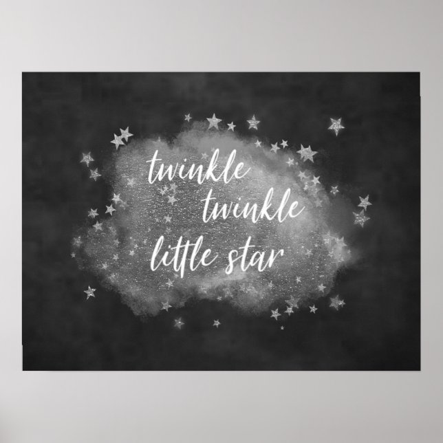 Twinkle Little Star | Steinkohle Grau und Silber Poster (Vorne)