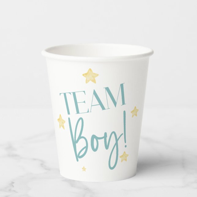 Twinkle Little Star Team Boy Blue Gender Reveal Pappbecher (Vorderseite)
