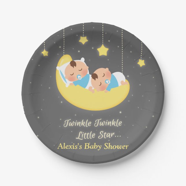 Twinkle Little Star Twin Baby Boys Party Teller (Vorderseite)