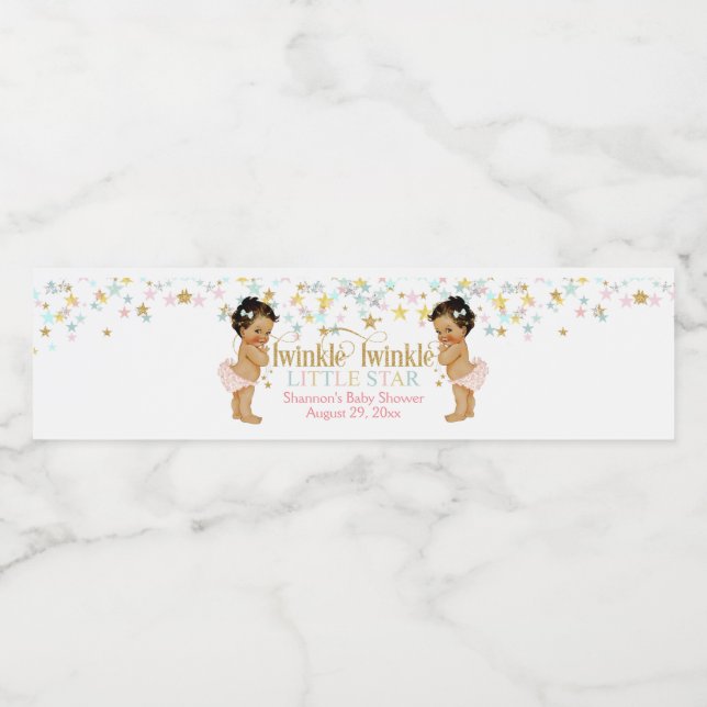 Twinkle Little Star Twin Girls Wasserflaschenetikett (Einzelnes Label)
