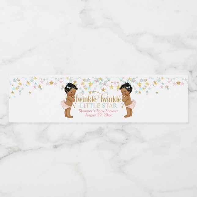 Twinkle Little Star Twin Girls Wasserflaschenetikett (Einzelnes Label)