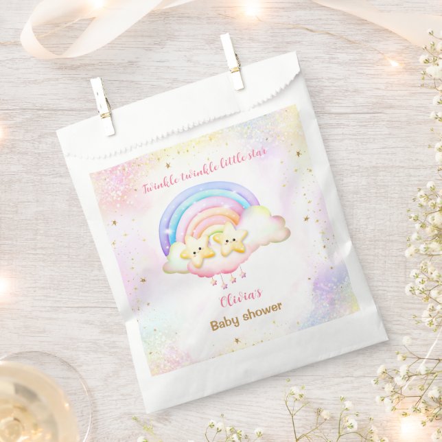 Twinkle Little Star Twins Rainbow Baby Dusche Geschenktütchen (Ausgeschnitten)
