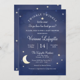 Twinkle Little Star und Moon Dark Blue Baby Dusche Einladung