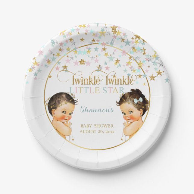Twinkle Little Star Vintag Baby Gender Neutral Pappteller (Vorderseite)