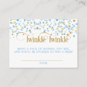 Twinkle Little Star Windel-Raffle Blau Gold Begleitkarte