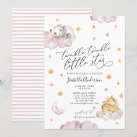 Twinkle Little Star Yellow Pink Girl Babydusche