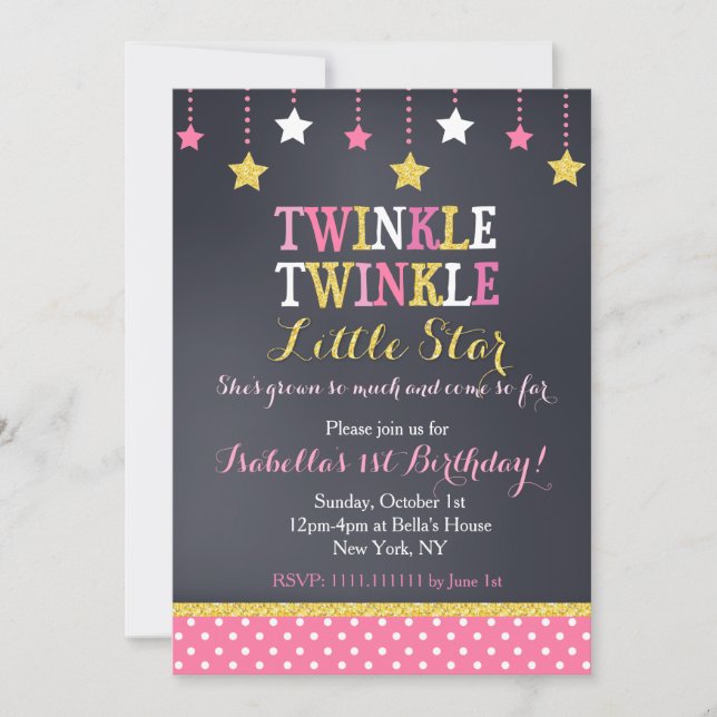 Twinkle Little Star zum Geburtstag Einladung (Vorderseite)