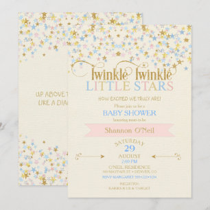 Twinkle Little Star Zwillings-Baby-Party Pink & Bl Einladung