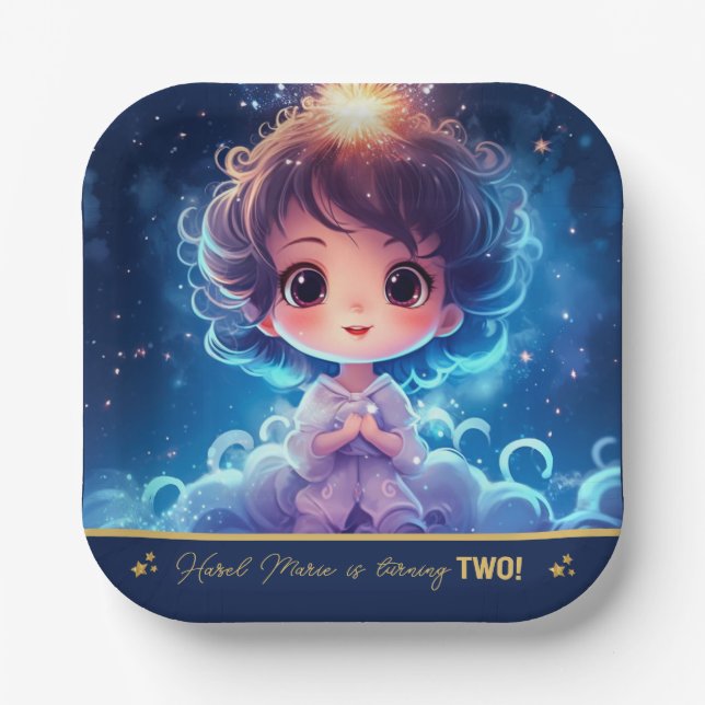 Twinkle Little Starry Princess Girl Birthday Pappteller (Vorderseite)