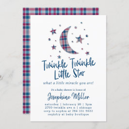 Twinkle Little Stars Karierte Babydusche Einladung