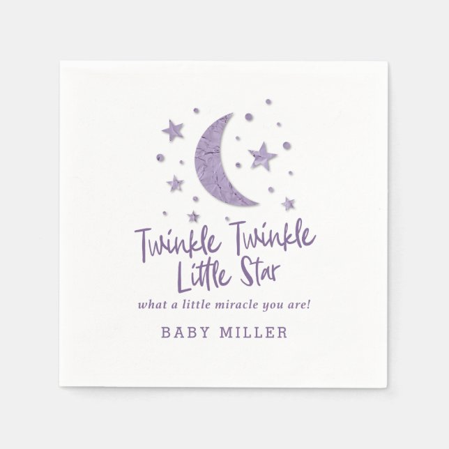 Twinkle Little Stars Lavender Baby Dusche Serviette (Vorderseite)