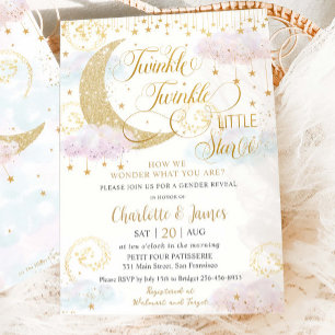 Twinkle Little Stars Pink Gender Reveal Dusche Einladung