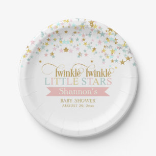 Twinkle Little Stars Twins Babydusche jeder Farbe Pappteller