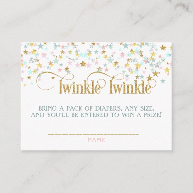 Twinkle Little Stars Twins Diaper Raffle Begleitkarte (Vorderseite)