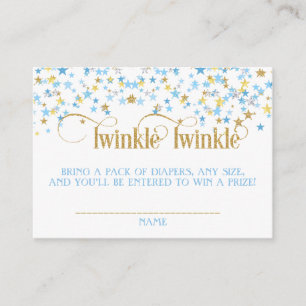 Twinkle Little Stars Twins Diaper Raffle Blue Gold Begleitkarte