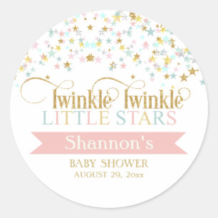 Twinkle Little Stars Twins Kinderdusche jede Farbe Runder Aufkleber
