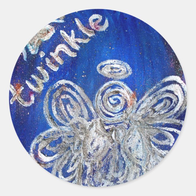 Twinkle Silver Guardian Angel Art Custom Stickers (Vorderseite)