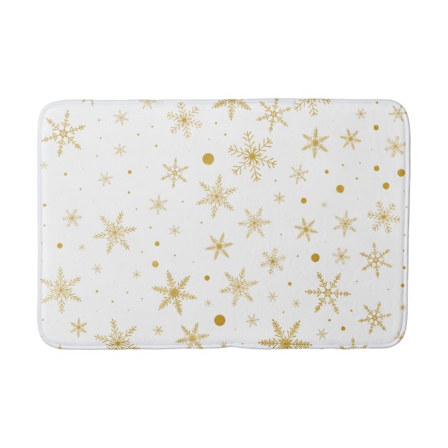 Twinkle Snowflake 3 -Gold & White- Badematte (Vorderseite)
