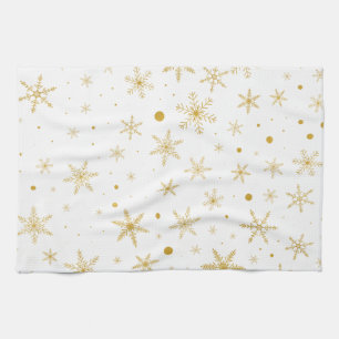 Twinkle Snowflake 3 -Gold & White- Geschirrtuch
