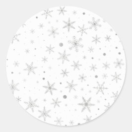 Twinkle Snowflake - Silver Gray & White- Runder Aufkleber