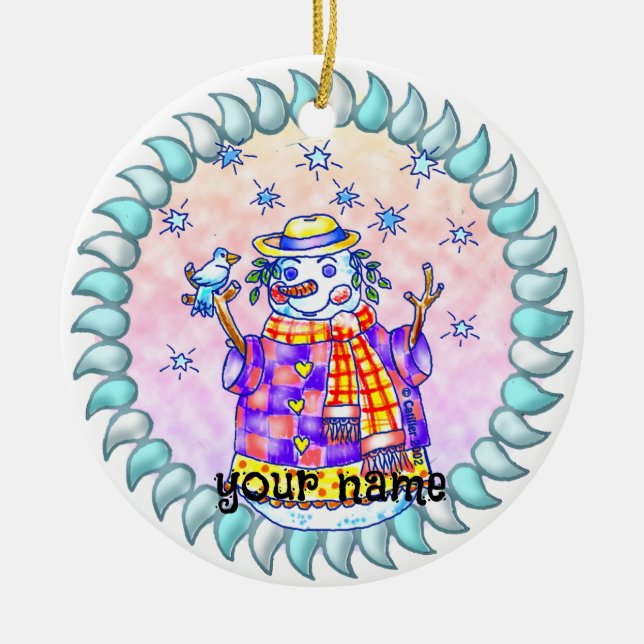 Twinkle Snowman-Ornamente Keramik Ornament (Vorne)