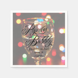 Twinkle Sparkle Bokeh Light Champagne Glass Custom Serviette