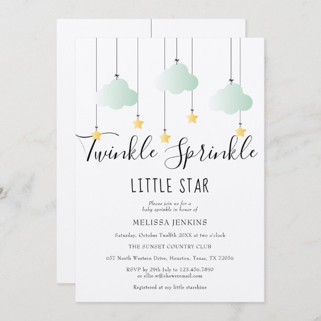 Twinkle Sprinkle Baby Dusche Rustikale Boho Einladung (Vorne/Hinten)