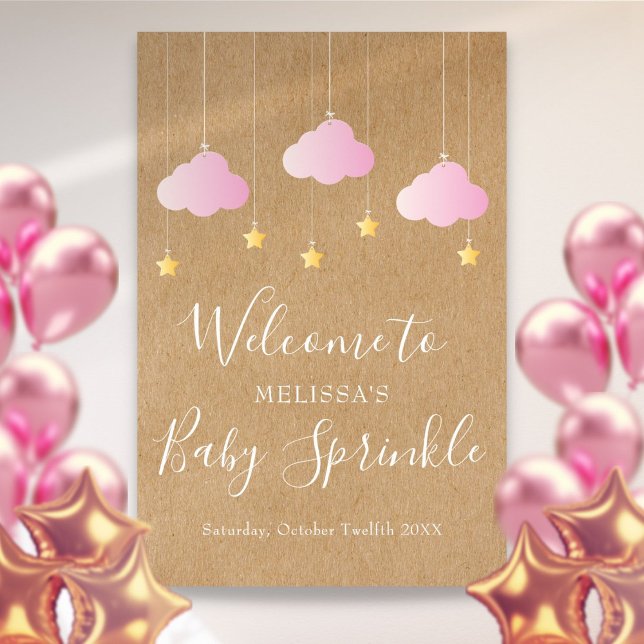 Twinkle Sprinkle Baby Mädchen Dusche Boho Willkomm Poster (Twinkle Sprinkle Baby Girl Shower Boho Welcome Poster)