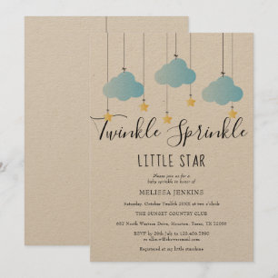 Twinkle Sprinkle Baby Shower Blau Rustikal Boho Einladung