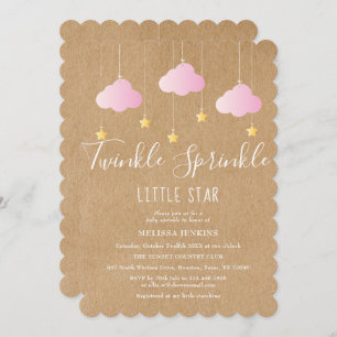 Twinkle Sprinkle Babydusche Rosa Rustikaler Boho Einladung