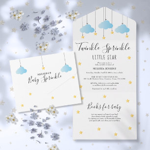 Twinkle Sprinkle Blaue Wolken Gold Stern Baby Show All In One Einladung