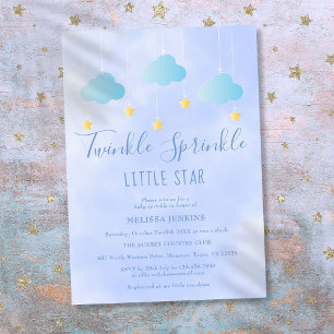 Twinkle Sprinkle Kleiner Stern Junge Blaue Babypar Einladung