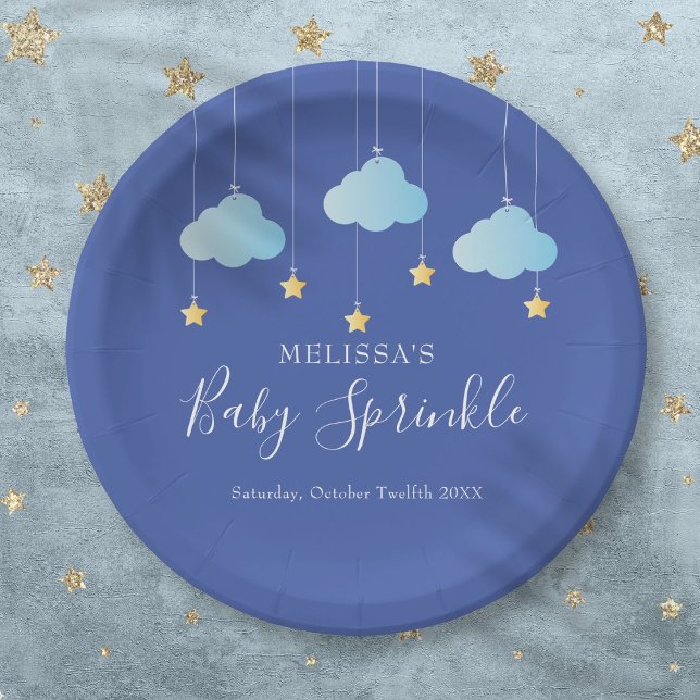 Twinkle Sprinkle Little Star Baby Dusche Blau Pappteller (Twinkle Sprinkle Little Star Baby Shower Blue Paper Plates)