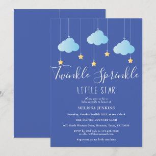 Twinkle Sprinkle Little Star Baby Shower Blau Einladung