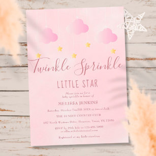 Twinkle Sprinkle Little Star Baby Shower Girl Pink Einladung