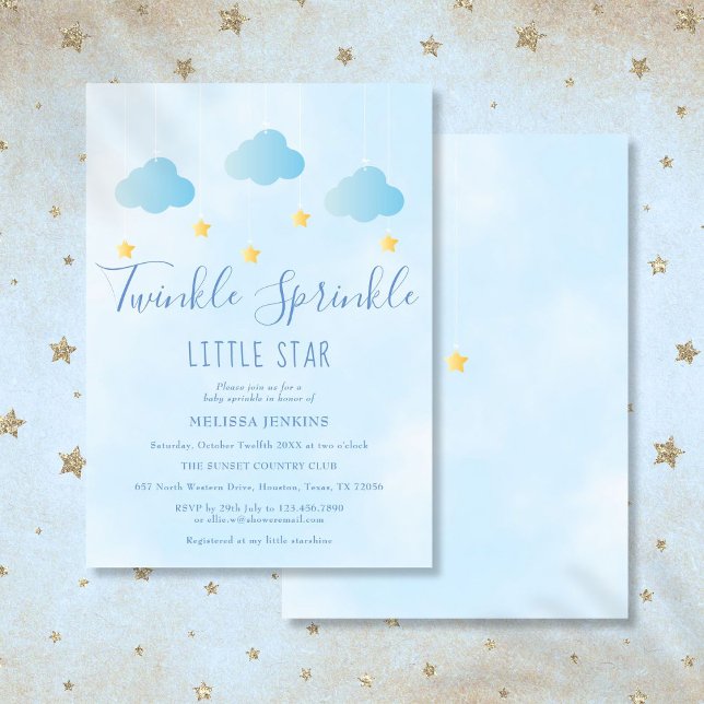 Twinkle Sprinkle Little Star Boy Blue Baby Dusche Einladung (Twinkle Sprinkle Little Star Boy Blue Baby Shower Invitation)