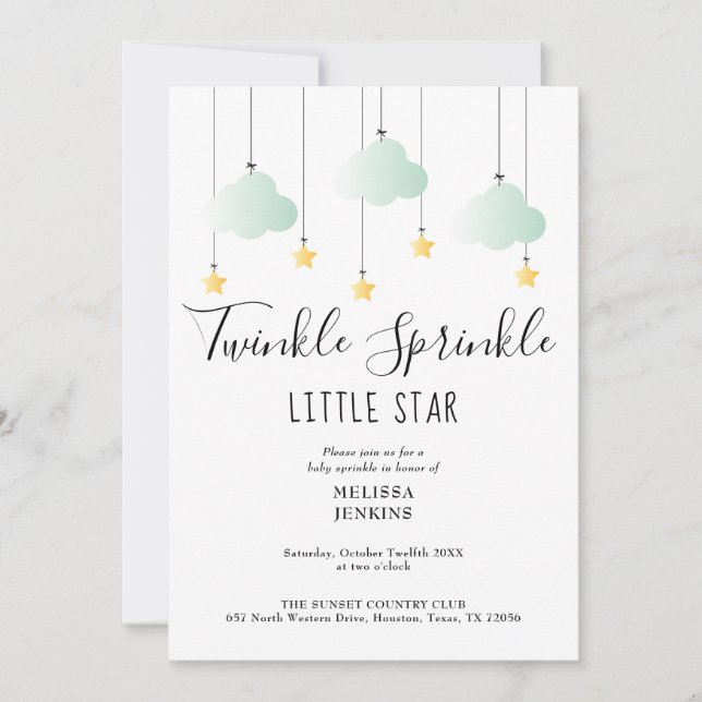 Twinkle Sprinkle Neutrale QR-Code-Baby-Party Einladung (Vorderseite)