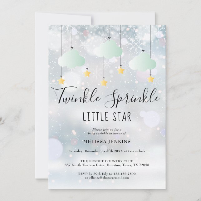 Twinkle Sprinkle Winter in einer Babydusche Einladung (Vorderseite)