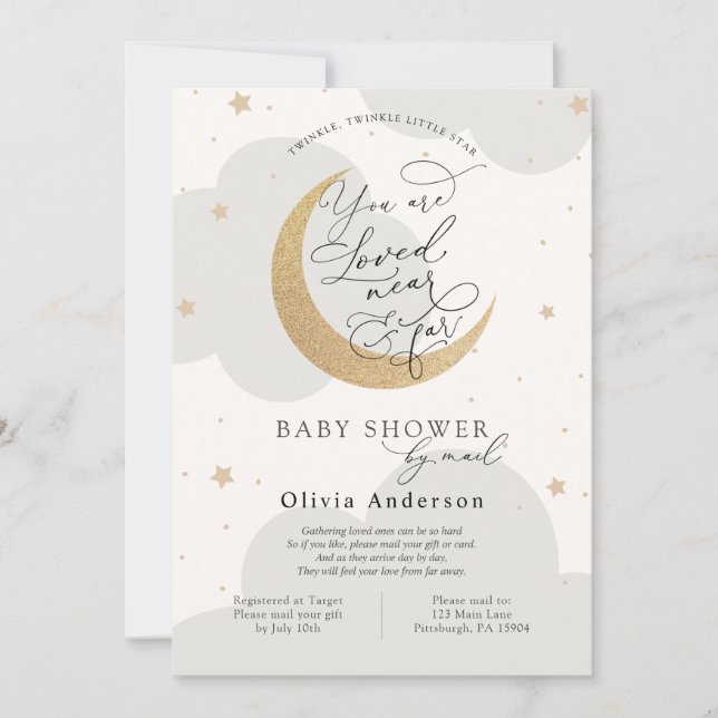 Twinkle Star and Moon Dusche von Mail Einladung (Vorderseite)