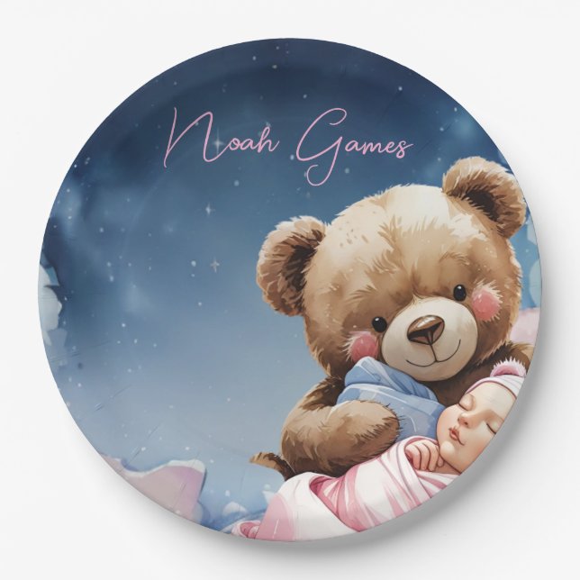 Twinkle Star Baby Boy Papierplatte Pappteller (Vorderseite)