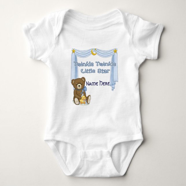 Twinkle Star Bear - Blau Baby Strampler (Vorderseite)