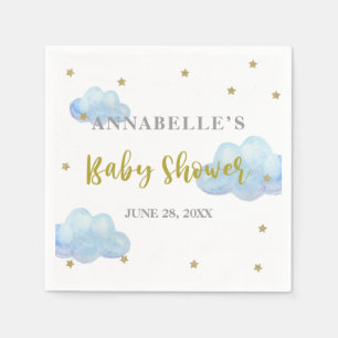 Twinkle Star Blue Clouds Wassercolor Baby Dusche Serviette