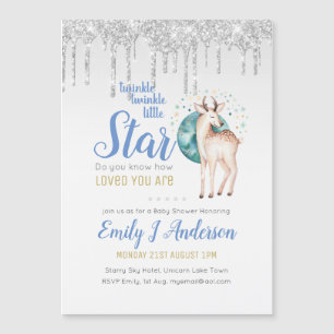 TWINKLE Star Driving Glitzer Woodland Deer Baby Magnetkarte