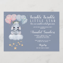 Twinkle Star Gender Reveal Baby Elephant Einladung