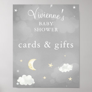 Twinkle Star Gray Baby Duschkarten & Geschenke Poster