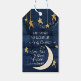 Twinkle Star Moon Navy Blue Gold Baby Boy Dusche Geschenkanhänger