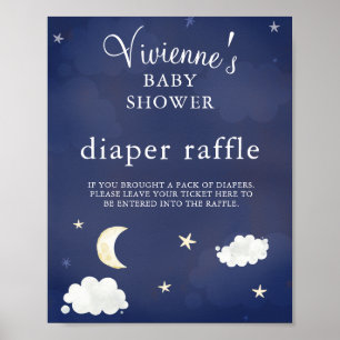 Twinkle Star Navy Blue Baby Duschdusche Windelwann Poster