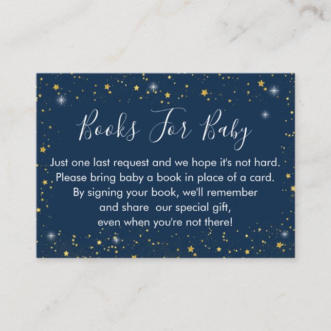 Twinkle Star Navy & Gold Book Request Cards Begleitkarte (Vorderseite)