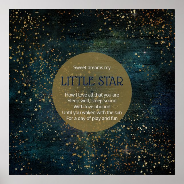 Twinkle Star Night Sky Poem Kinderzimmer Dekoratio Poster (Vorne)