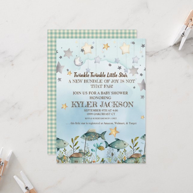 Twinkle Star Ocean Einladung (Vorderseite/Rückseite Beispiel)